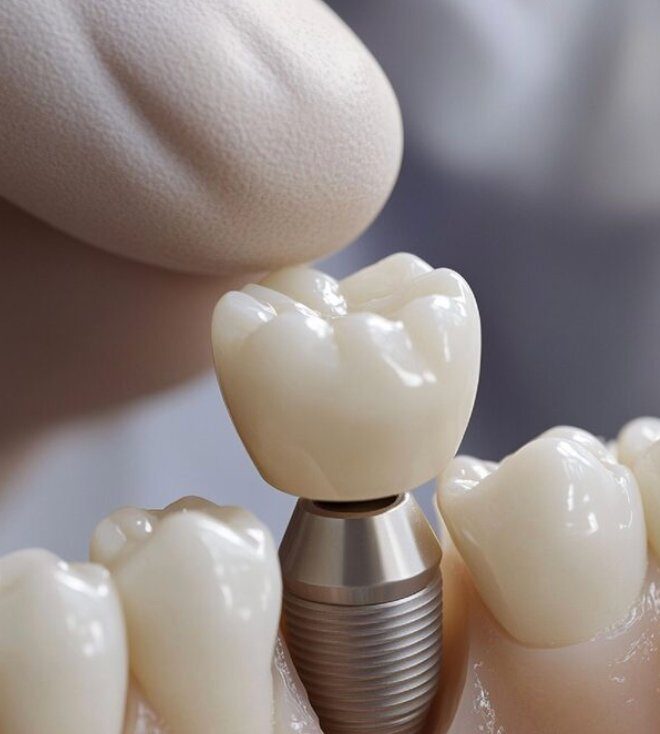Crown on implant abutment